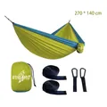 Two-person nylon parachute hammock in neon yellow and royal blue with carrying bag - 270x140cm / Elastic Band Style / Tender Green/Lake Blue