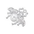 Macro shot of silver bee earring featuring white pearls and marquise zircon wings - Pendant / White Gold