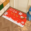 Felpudo navideño rojo con Papá Noel y renos en tela con textura suave - 40*60cm / Trineo de Papá Noel
