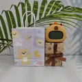 Cute Capybara alarm clock gift set including yellow digital clock, purple bag and gift box - Plaid Bear Bag + Eiffel Tower Box + Chinese Manual / Button Version (English Week)