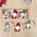 Set of 6 Christmas gnomes wooden ornaments with red and green buffalo plaid patterns - Christmas Wood Style 1