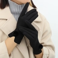 Damen Thermo-Handschuhe in Schwarz mit Pompons und Touchscreen-Funktion - Einheitsgröße / Schwarz