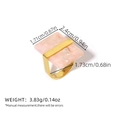 Anillo en U de acero inoxidable 18k con resina rosa y medidas detalladas de joya - Base Dorada / Patrón de mármol rosa