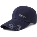 Dunkelblaue Segeltuch-Basecap mit weißem 9V SPORT-Aufdruck und gebogener Krempe - Verstellbar / Blau