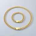 Conjunto de collar y pulsera de cadena cubana en acero inoxidable dorado para hombre - Estilo A Dorado / Pulsera 9mm21cm