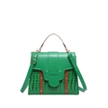 Sac à bandoulière bicolore vert et marron motif crocodile de forme trapèze vintage - Vert