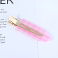 Minimalist pink checkered hair clip with gold metal base on vintage paper background - 46# Acetate 7cm Seamless Clip