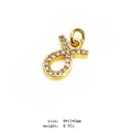 Golden fish charm with clear zircon inlays, DIY jewelry accessory, 8x11mm 0.52g - 2 (Pisces)