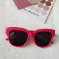 Chic rose red oversized cat eye sunglasses with dark lenses for a trendy women's summer look - Large Cat-Eye Frame / Bauhinia Red