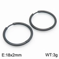 Minimalist black 304 stainless steel hoop earring in matte finish sized 18x2mm - 18*2mm Black Ke113179-zz / A Pair Of [inner Diameters]