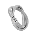 Macro view of silver Tubogas snake bracelet with dual wrap design and zircon inlay - Layered Spiral Style(YS794) / Steel