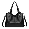 Classic black tote bag with dual handles and adjustable shoulder strap for women - 9001 Black