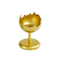 Golden eggshell style metal candle holder with a slender stand and a circular base - Small / Gold