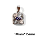 Silver vintage steel square pendant with blue evil eye design and 18mmx15mm dimensions - Square Rope Evil Eye Pendant (P00305S)