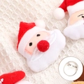 Plush Santa Claus Christmas brooch in red and white fabric with a metal safety pin back - Big Nose Santa - Brooch Style