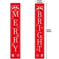 Red Merry and Bright Christmas door banners with reindeer patterns 12x71 inches - Merry and Bright Red(MC08)