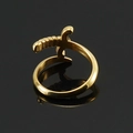 18K gold plated stainless steel sword hilt open ring with vintage polished finish - US 7 / Gold