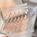Autocollants à ongles nœuds blanc nacré M-983 avec scintillement laser et dentelle - Nœud Laser Blanc Dentelle (M-983)