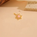 Golden sun pendant featuring a pink opal center and sparkling cubic zirconia crystals - Pink Zircon Pendant / Gold