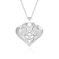 Macro shot of silver stainless steel wolf heart pendant with celtic knot openwork detail - Silver Color Necklace With Pendant