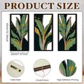 Detailed size chart for tropical leaf wood wall art set with hook and texture close-up - Tropical Plant Style (Y24Y51241_Q)