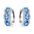 Créoles en argent avec pierres ovales bleues et accents de zircone blanche - Créole Bleue de Luxe 4335