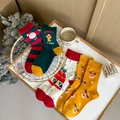 Cozy Christmas crew socks set with Santa, gingerbread man and reindeer patterns - One Size / Mixed Colors