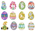 Kit pegatinas de pintura de diamantes DIY de Pascua con 11 motivos gnomos y huevos - Pegatinas de huevo y gnomo de 11 piezas