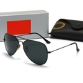 Klassieke zwarte aviator zonnebril met metalen montuur en luxe leren brillenkoker - Zwart/Grijs Met Doos