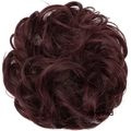 Messy bun hair piece made of synthetic fibers in deep wine red color for women - 99J Wine Red