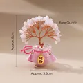 Pink rose quartz money tree in glass jar with golden wire and decorative tassel - Rose Quartz (Small Fish Tank)