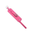 Bright pink PU leather wristband with adjustable silver buckle and metal D-ring attachment - Rose Red