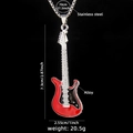 Collar con colgante de guitarra eléctrica en rojo y negro con cadena de acero inoxidable - Rojo (Guitarra 57 + Cadena de Acero)