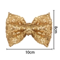 Golden sequin bow hair clip 10x8cm measurement scale for DIY crafts and accessories - 10*8CM / Gold
