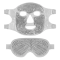 Silver gel bead cold compress face mask and eye mask set with adjustable elastic straps - Grey Eye Mask + Face Mask Set