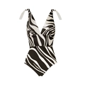 Costume intero con scollo a V profondo, stampa marmorizzata bianca e nera e spalline regolabili - S / Costume Intero Zebra Bianco e Nero