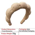 Braided sponge cloud headband in beige with black polka dots, size 17x18x4cm - 4-striped Light Khaki Headband With Rhinestones