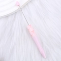 Pink DIY beaded pen featuring a delicate red butterfly pattern on the printed body - 70-Pink Bow