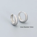 925 sterling silver hoop earrings with twisted rope texture and 12mm inner diameter - 925 Silver / 12mm (Platinum Color)