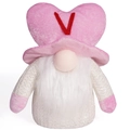 Mignon gnome rose de Saint-Valentin avec chapeau en cœur et décoration de lettre V rouge - Gnome Lettre V