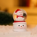 Close-up of a Christmas snowman crystal ball featuring interior glitters and a resin base - New Style Snowman Snow Globe