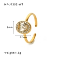 Vintage gold-plated stainless steel oval ring with zirconia halo, size 8mm x 12mm - Oval White (HF-J1302-WT)