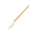 Silicone baking spatula with beech wood handle in white color for kitchen use - [Beech Wood] Small Round Spatula