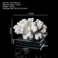 Nordic white resin coral sculpture on a rectangular clear glass base for home decor - BYX7055-B (White Coral/Glass Base)