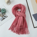 Pink gradient cashmere-style scarf with elegant tassels and soft knitted texture - 200*68CM / Rose Pink
