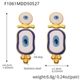 Detailweergave van evil eye emaille oorbellen van roestvrij staal met maten en gewicht - Gouden boze oog oorbellen