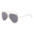 Classic aviator sunglasses with golden metal frame and dark grey lenses in 45-degree view - Gold Frame Gray Lens