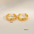 Minimalist gold titanium steel hoop earrings with 14mm inner diameter and 6.1g weight - 14mm / Gold
