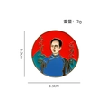 Classic round red enamel brooch featuring a prominent cultural portrait and mountains - Round Mountain Portrait (CZ1543-2)