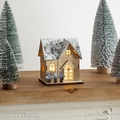 Luminous Christmas wooden house ornament with white snowy roof 8.2x7.2x9.5cm - Snow-Topped Wooden House - Style B
